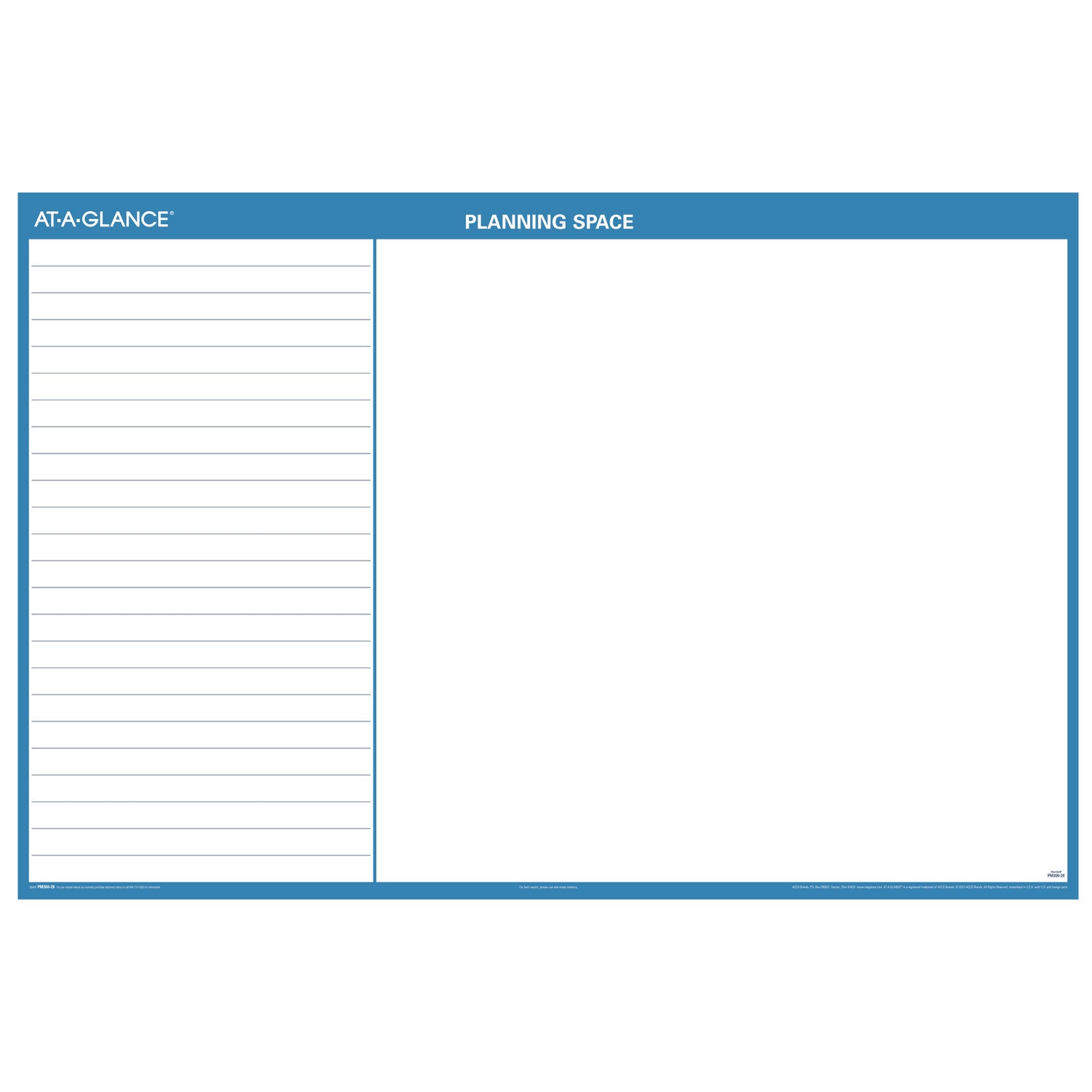 Horizontal Reversible/Erasable Wall Planner, 48 x 32, White/Blue Sheets, 12-Month (Jan to Dec): 2024 - 4