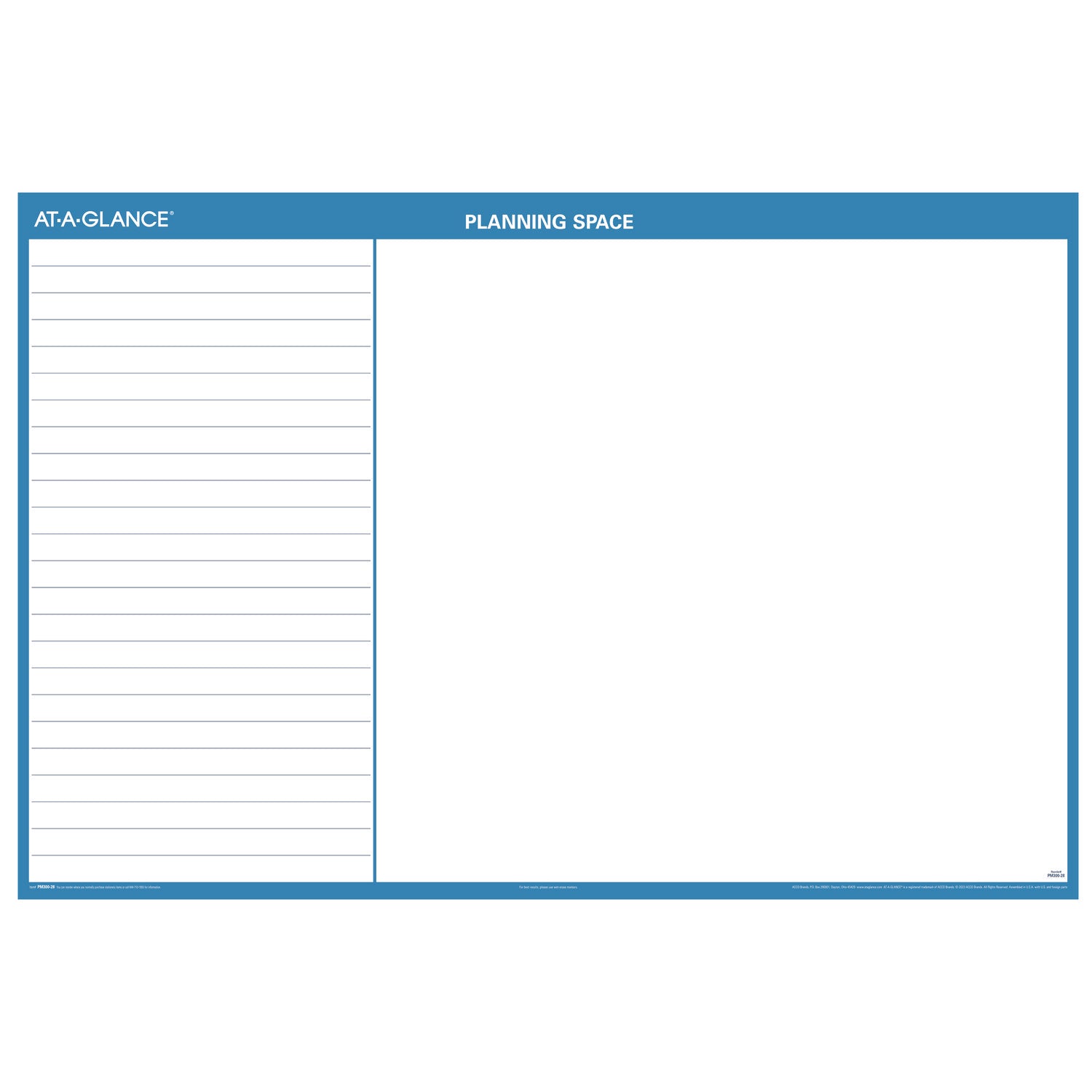 Horizontal Reversible/Erasable Wall Planner, 48 x 32, White/Blue Sheets, 12-Month (Jan to Dec): 2024