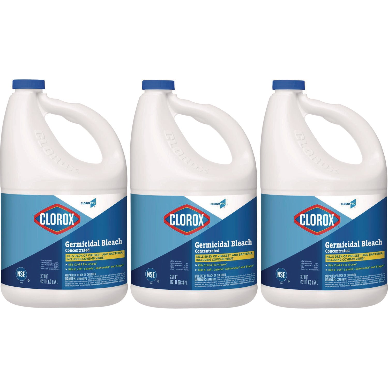 Concentrated Germicidal Bleach, Regular, 121 oz Bottle, 3/Carton - 1