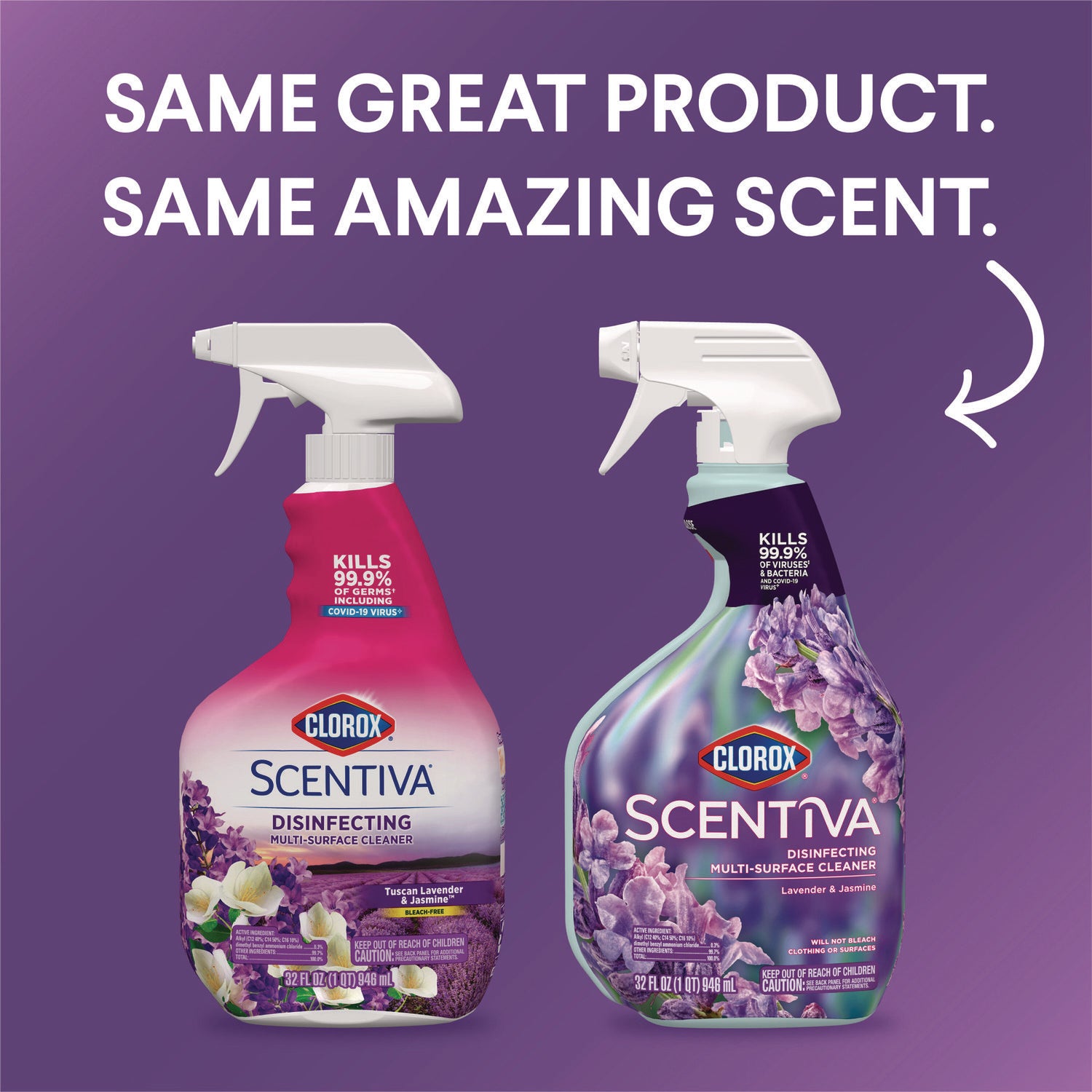 Scentiva Multi Surface Cleaner, Tuscan Lavender and Jasmine, 32 oz, 9/Carton - 4