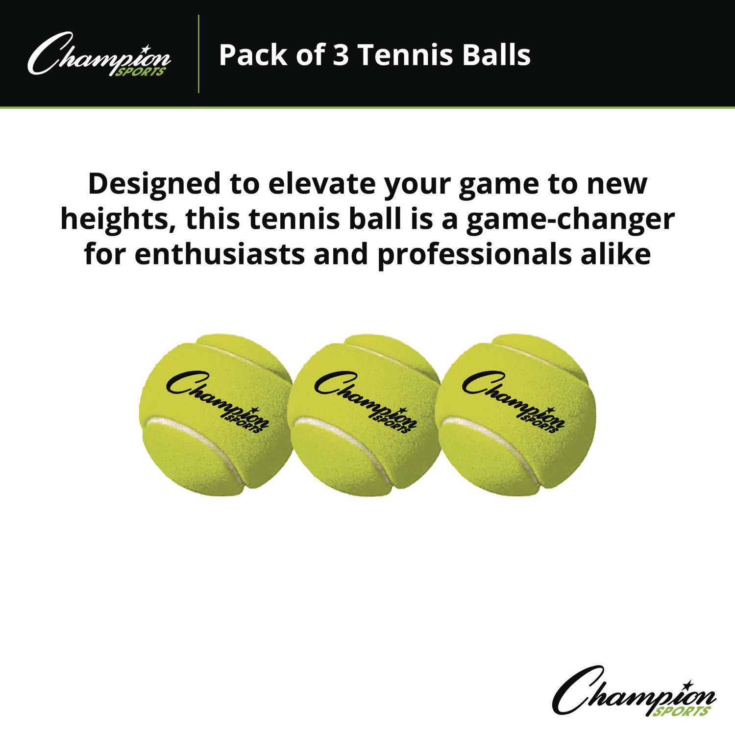 Tennis Balls, 2.5" Diameter, Yellow, 3/Pack - 2