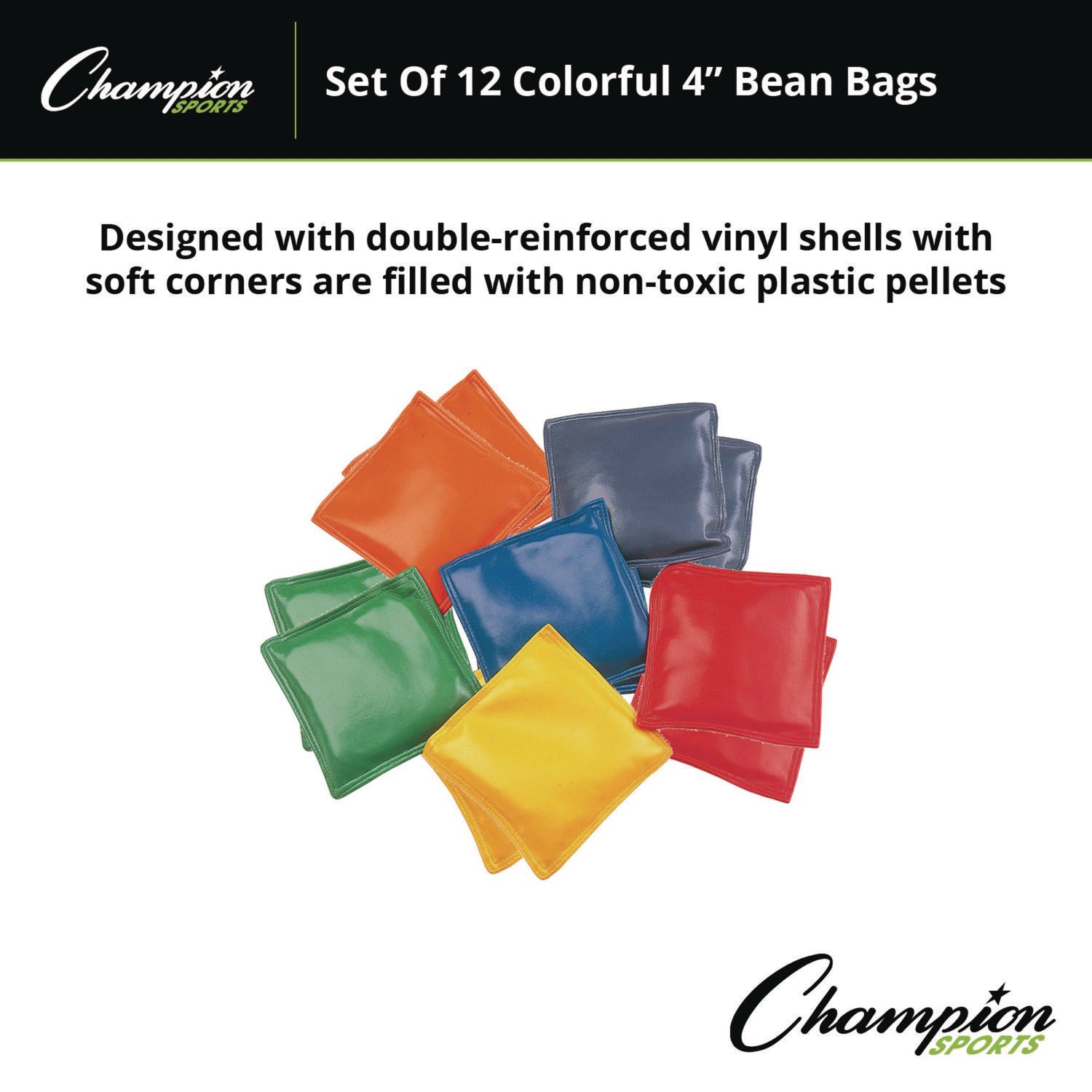 Bean Bag Set, Vinyl, 4", Assorted Colors, 12/Box - 4