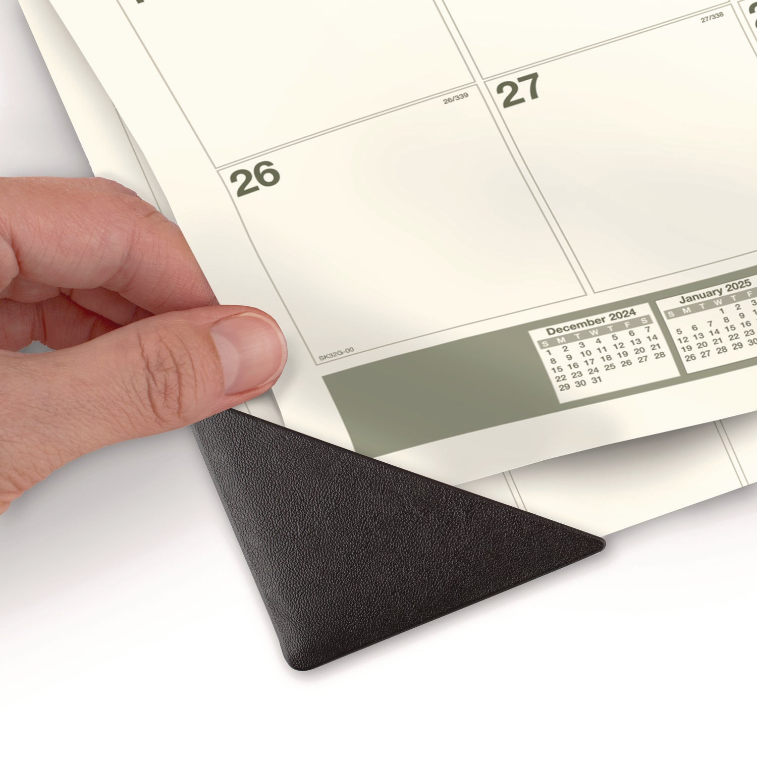 Recycled Monthly Desk Pad, 22 x 17, Sand/Green Sheets, Black Binding, Black Corners, 12-Month (Jan to Dec): 2024 - 4