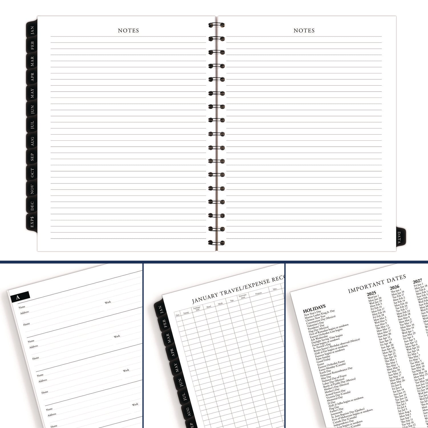 Executive Weekly/Monthly Planner Refill with Hourly Appointments, 8.75 x 6.88, White Sheets, 12-Month (Jan to Dec): 2024