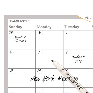 WallMates Self-Adhesive Dry Erase Monthly Planning Surfaces, 18 x 12, White/Gray/Orange Sheets, Undated