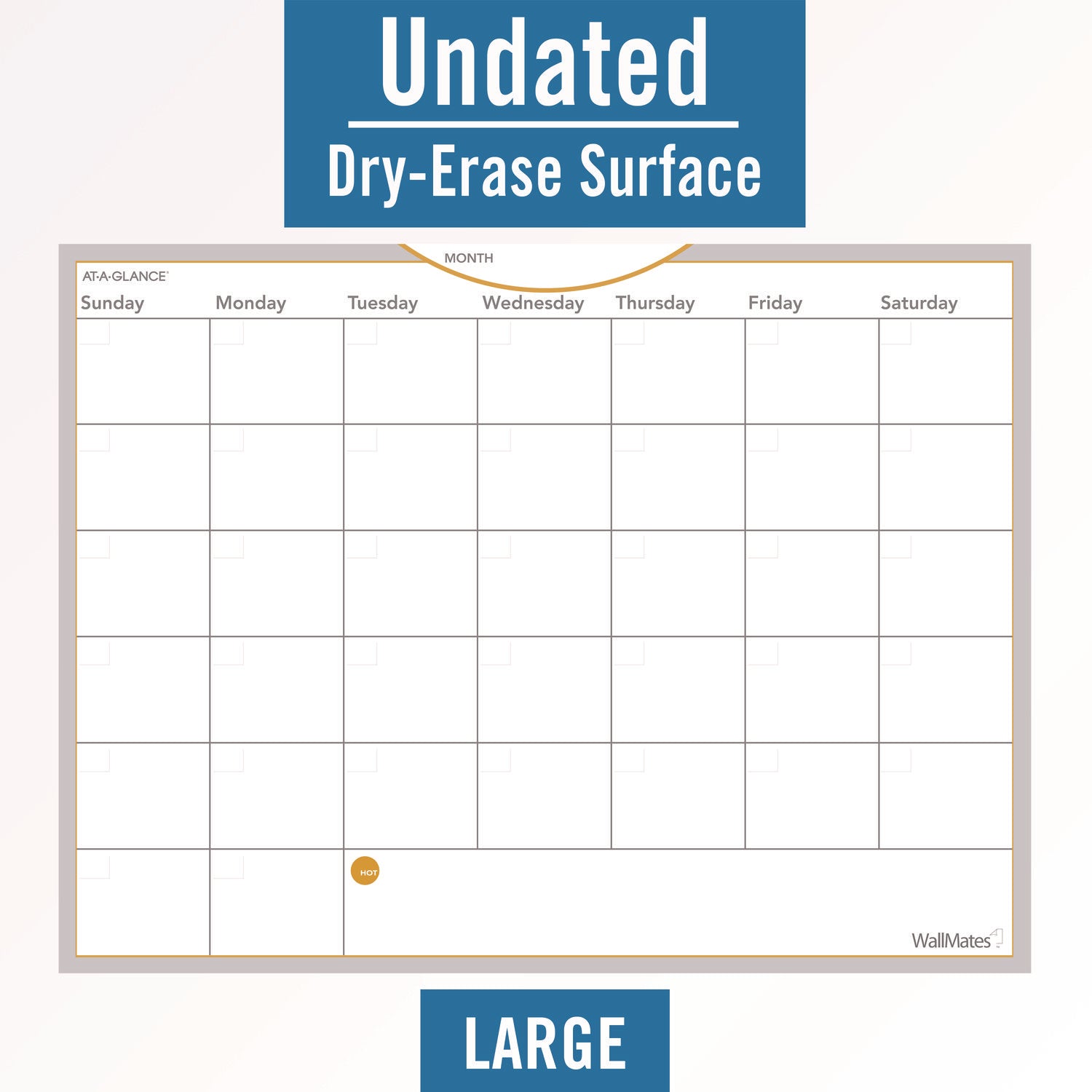 WallMates Self-Adhesive Dry Erase Monthly Planning Surfaces, 24 x 18, White/Gray/Orange Sheets, Undated