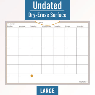 WallMates Self-Adhesive Dry Erase Monthly Planning Surfaces, 24 x 18, White/Gray/Orange Sheets, Undated