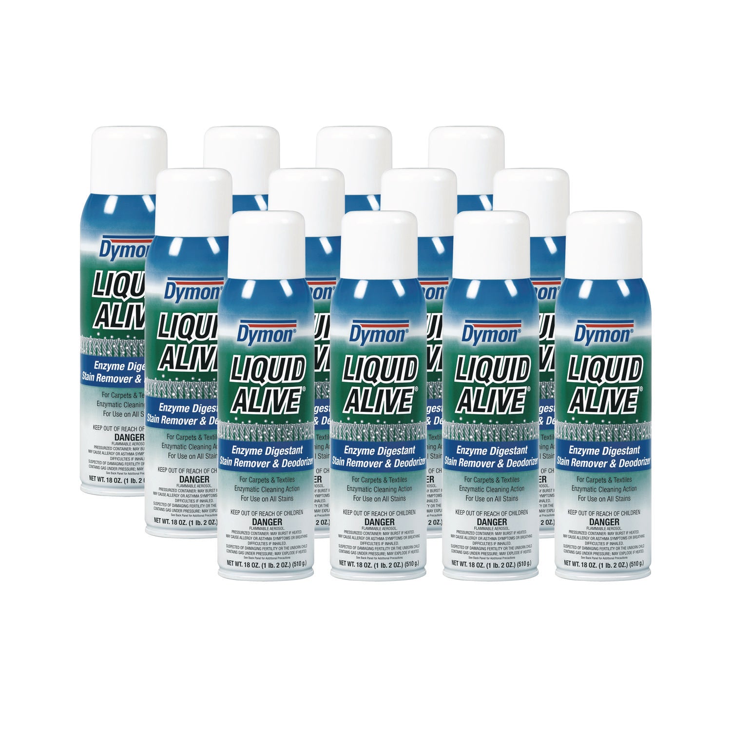 LIQUID ALIVE Carpet Cleaner/Deodorizer, 20 oz Aerosol Spray, 12/Carton - 1