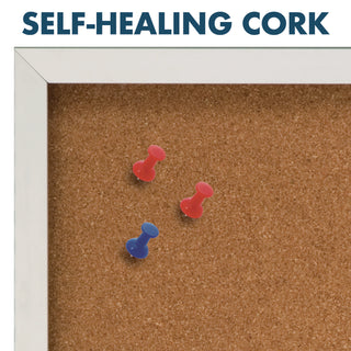Enclosed Indoor Cork Bulletin Board with Three Hinged Doors, 72 x 48, Tan Surface, Silver Aluminum Frame - 3