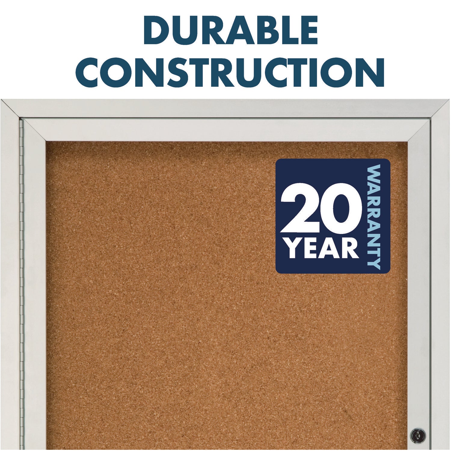 Enclosed Indoor Cork Bulletin Board with Three Hinged Doors, 72 x 48, Tan Surface, Silver Aluminum Frame - 4