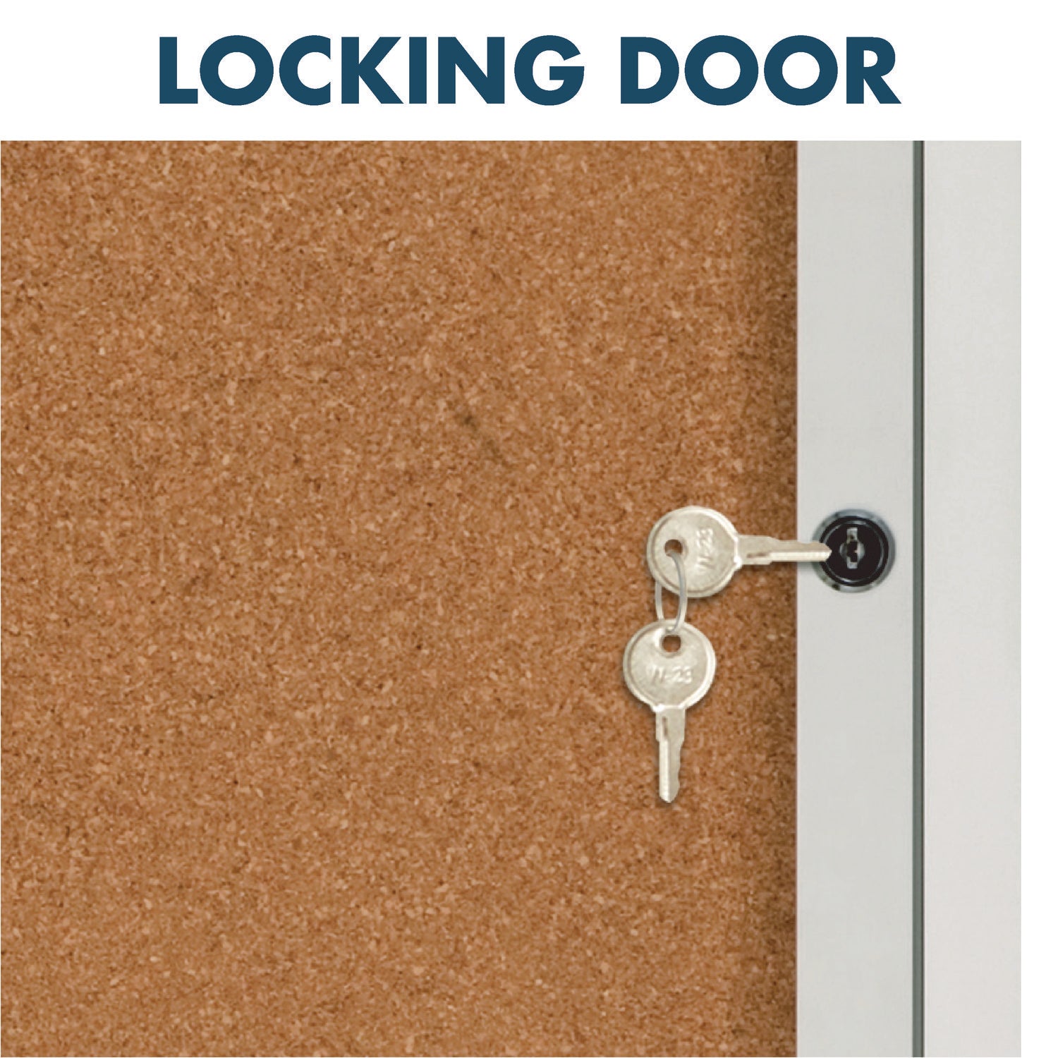 Enclosed Indoor Cork Bulletin Board with Three Hinged Doors, 72 x 48, Tan Surface, Silver Aluminum Frame - 5