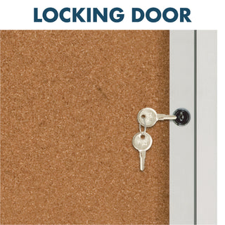 Enclosed Indoor Cork Bulletin Board with Three Hinged Doors, 72 x 48, Tan Surface, Silver Aluminum Frame - 5