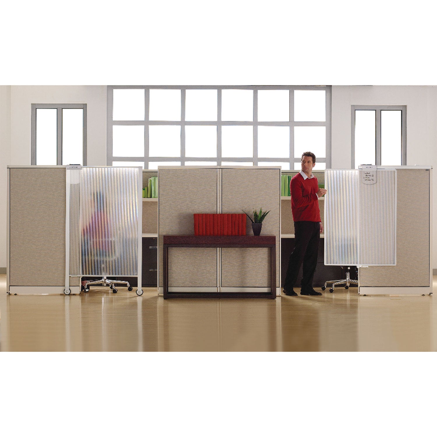 Workstation Privacy Screen, 36w x 48d, Translucent Clear/Silver - 4
