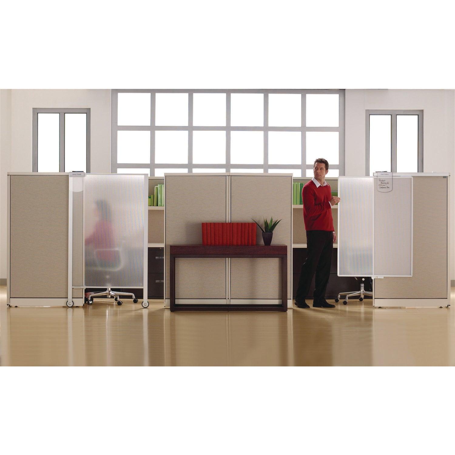 Workstation Privacy Screen, 36w x 48d, Translucent Clear/Silver