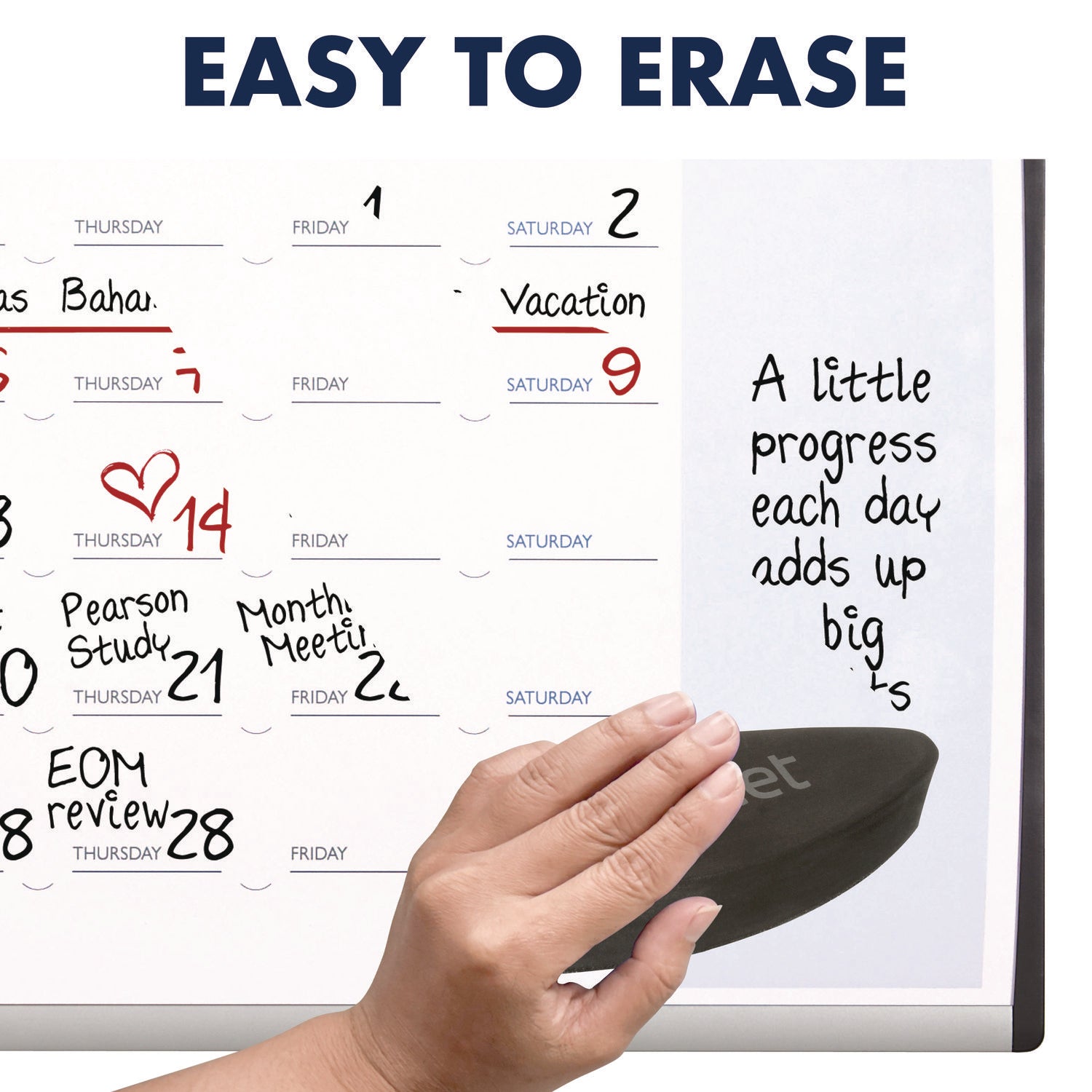 ARC Frame Cubicle Magnetic Dry Erase Calendar, One Month Format, 30 x 18, White Surface, Silver Aluminum Frame - 5