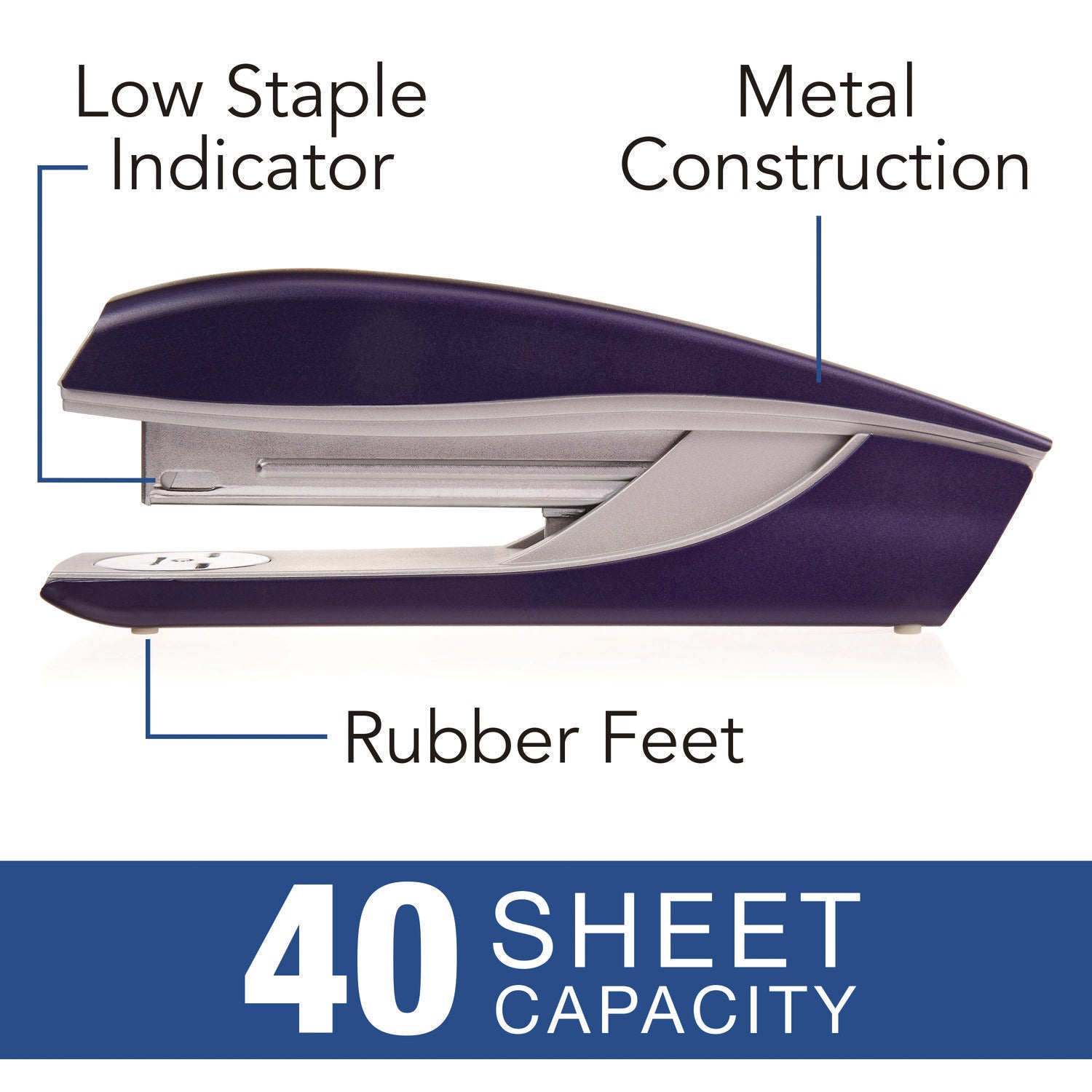 NeXXt Series Style Metal Stapler, 40-Sheet Capacity, Blue - 4