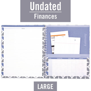 Monthly Home Finance Organizer, 5 Column Format, Black/Green/White Cover, 11 x 9 Sheets, 30 Sheets/Book