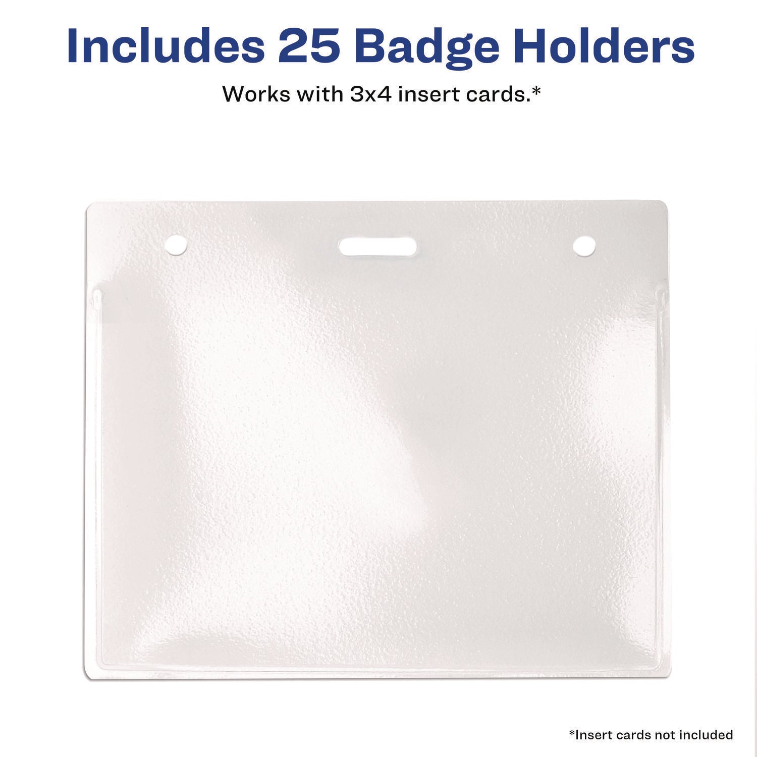 Secure Top Heavy-Duty Badge Holders, Horizontal, 4w x 3h, Clear, 25/Pack