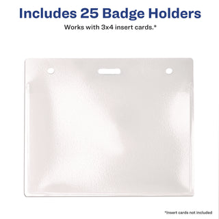 Secure Top Heavy-Duty Badge Holders, Horizontal, 4w x 3h, Clear, 25/Pack