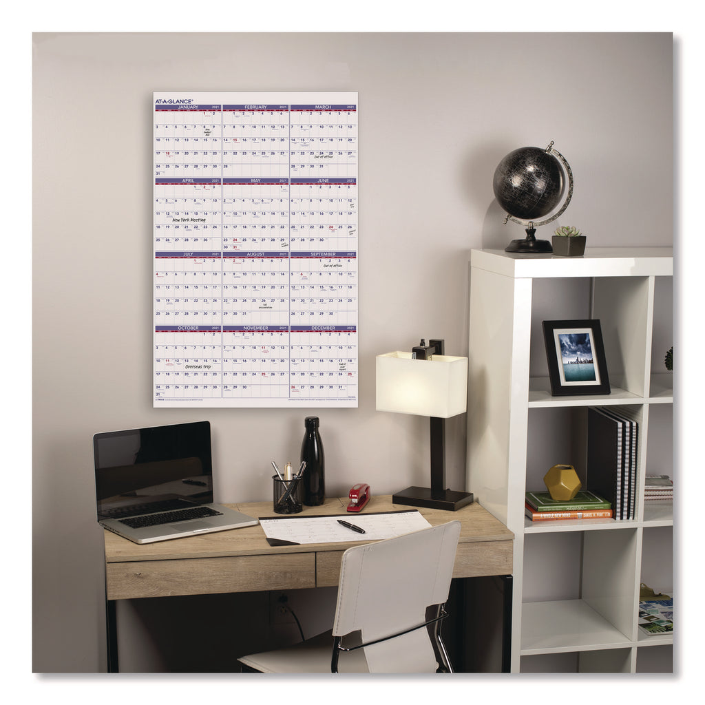 Yearly Wall Calendar, 24 x 36, White Sheets, 12-Month (Jan to Dec): 2024