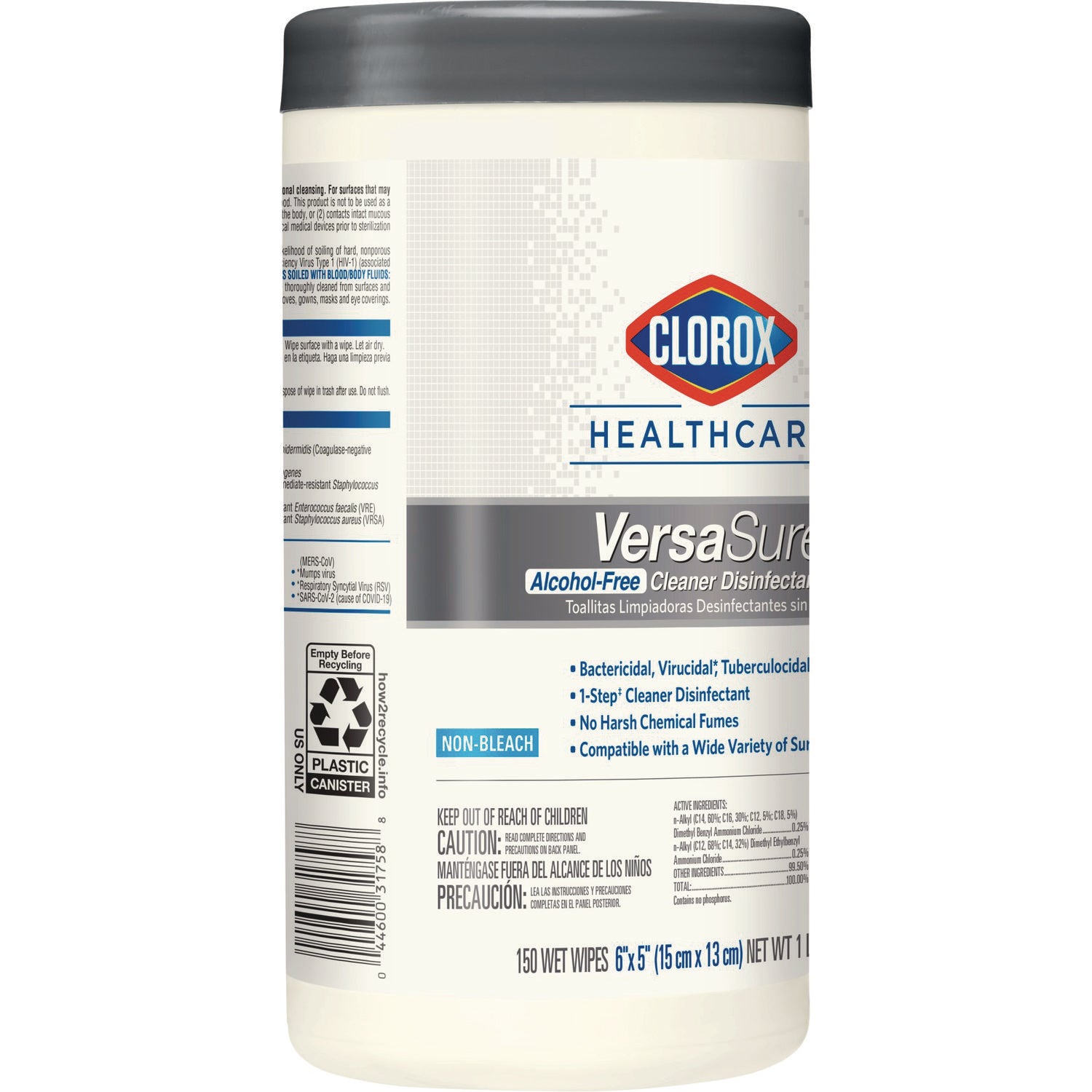 VersaSure Cleaner Disinfectant Wipes, 1-Ply, 6.75 x 8, Fragranced, White, 150 Towels/Canister - 2