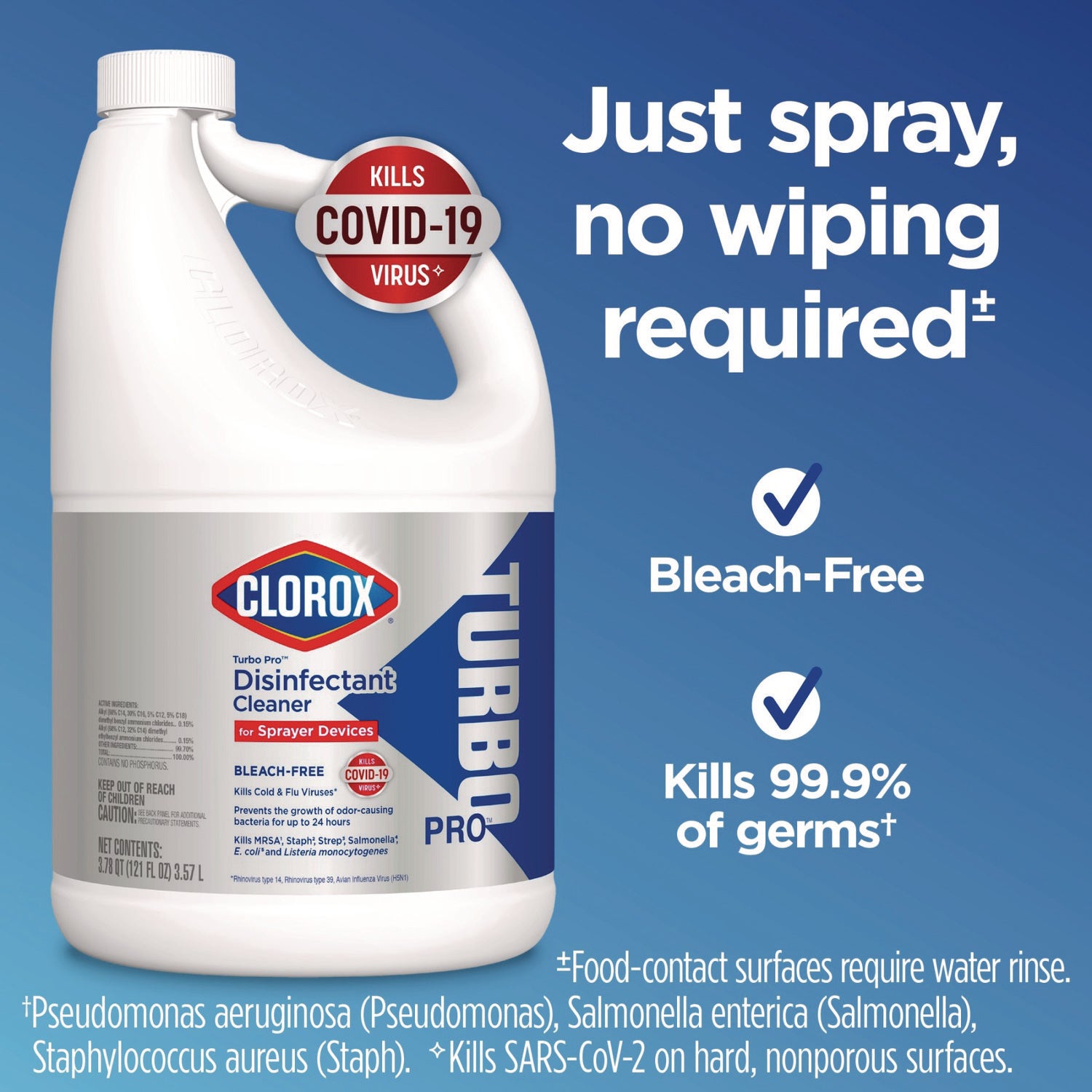 Turbo Pro Disinfectant Cleaner for Sprayer Devices, 121 oz Bottle, 3/Carton - 5