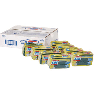 Heavy Duty Scrubber Sponge, 2.5 x 4.5, 0.9" Thick, Yellow/Green, 3/Pack, 8 Packs/Carton