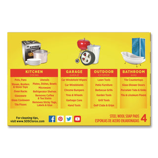 Steel Wool Soap Pad, Steel, 4/Box, 24 Boxes/Carton