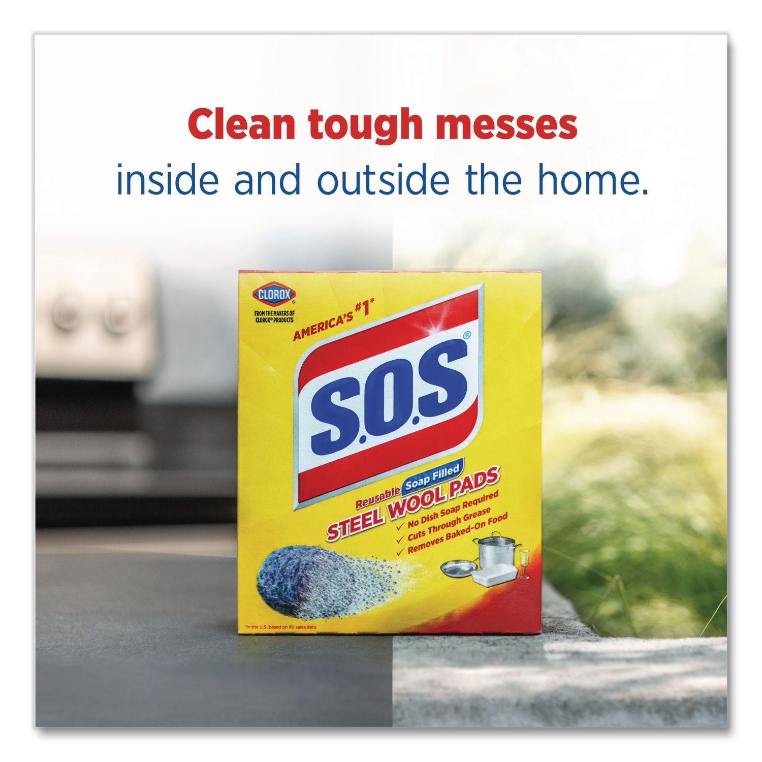 Steel Wool Soap Pad, Steel, 4/Box, 24 Boxes/Carton