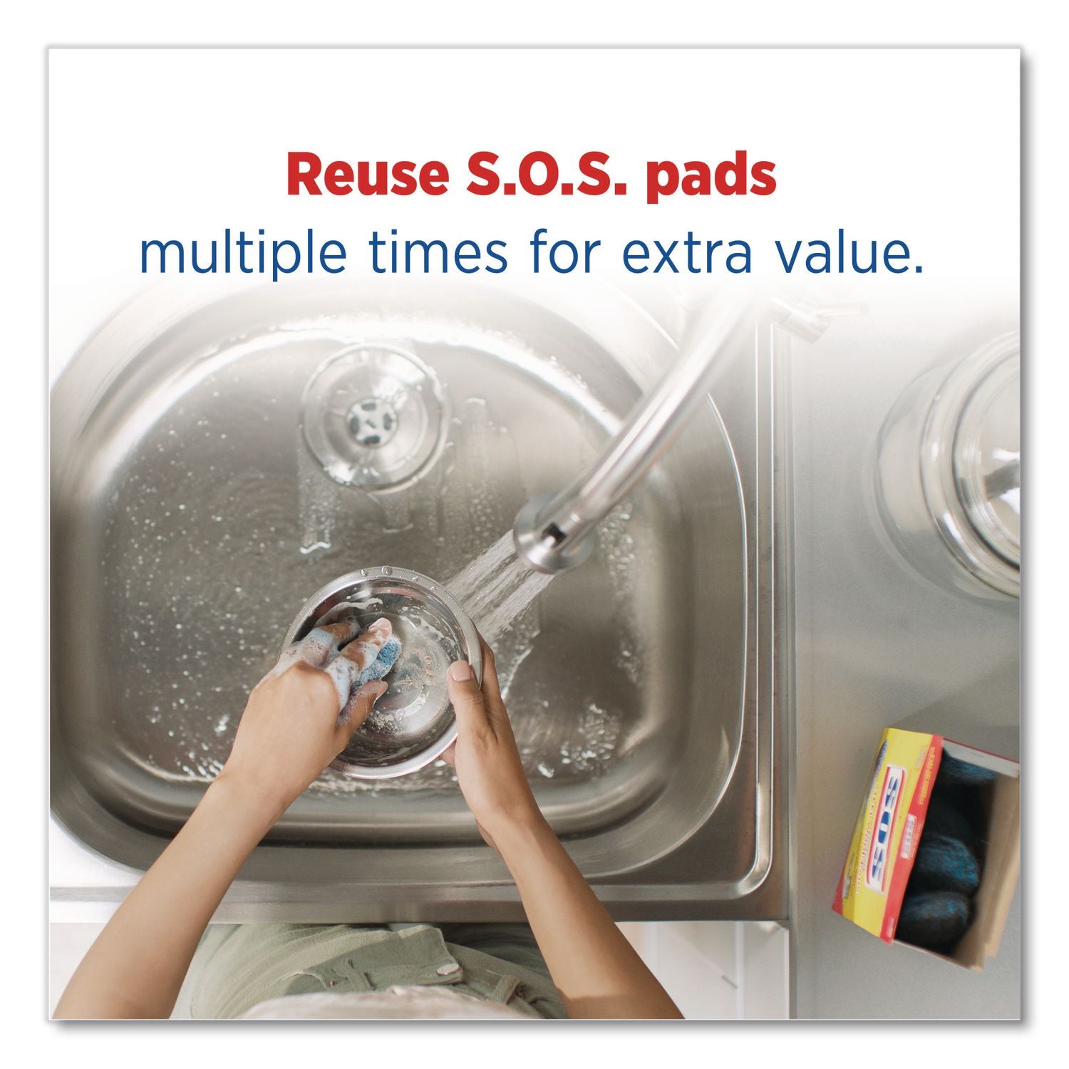 Steel Wool Soap Pad, Steel, 4/Box, 24 Boxes/Carton