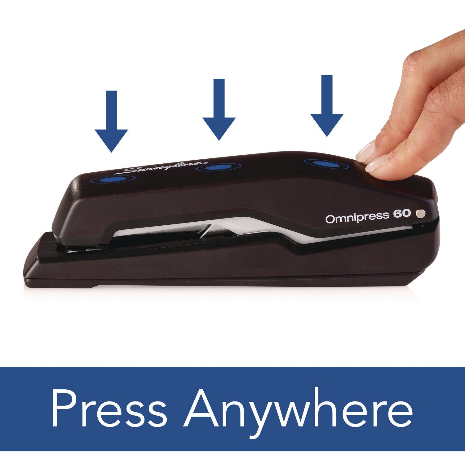 Omnipress SO60 Heavy-Duty Full Strip Stapler, 60-Sheet Capacity, Black/Gray