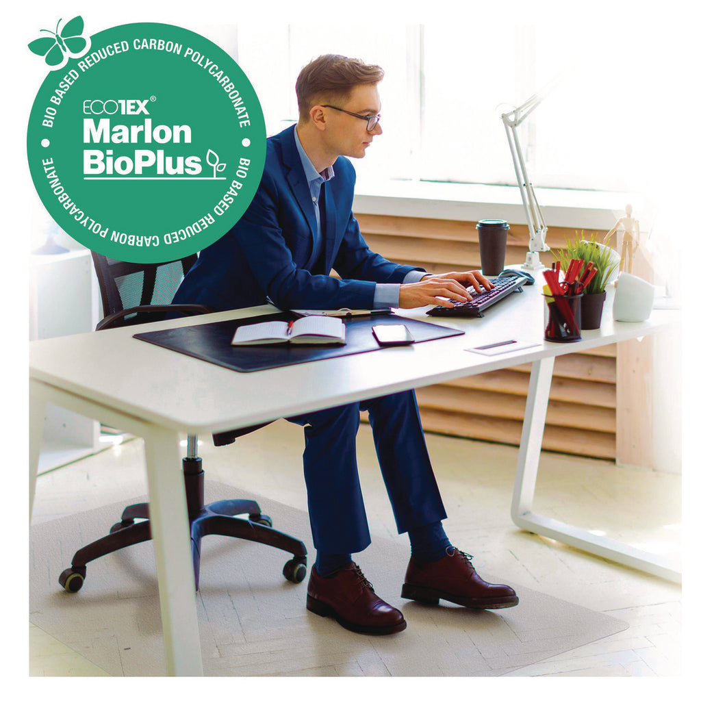 Ecotex Marlon BioPlus Rectangular Polycarbonate Chair Mat for Hard Floors, Rectangular, 29 x 47, Clear