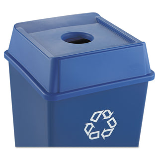 Untouchable Bottle and Can Recycling Top, Round Opening, 20.13w x 20.13d x 6.25h, Blue