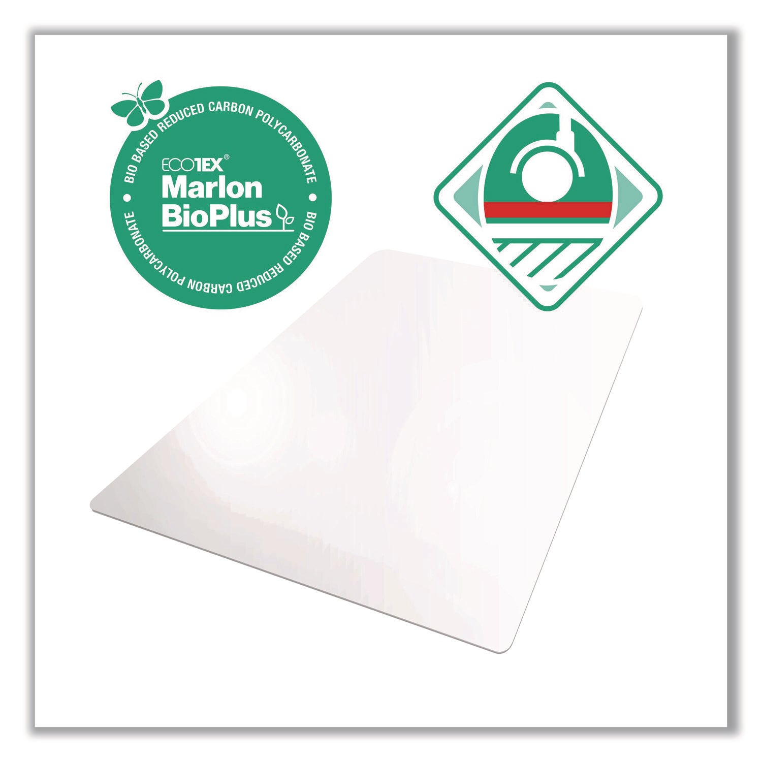Ecotex Marlon BioPlus Rectangular Polycarbonate Chair Mat for Hard Floors, Rectangular, 46 x 60, Clear