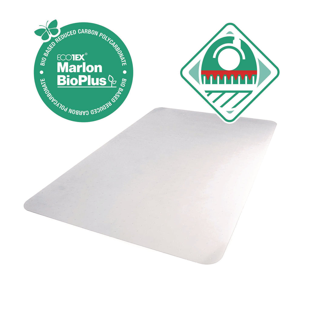 Ecotex Marlon BioPlus Rectangular Polycarbonate Chair Mat for Low/Medium Pile Carpets, Rectangular, 46 x 60, Clear