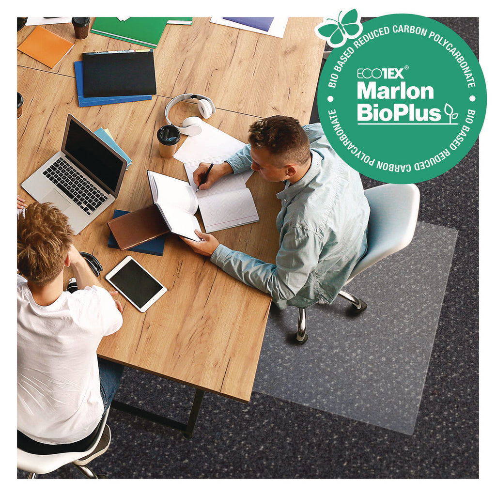 Ecotex Marlon BioPlus Rectangular Polycarbonate Chair Mat for Low/Medium Pile Carpets, Rectangular, 46 x 60, Clear
