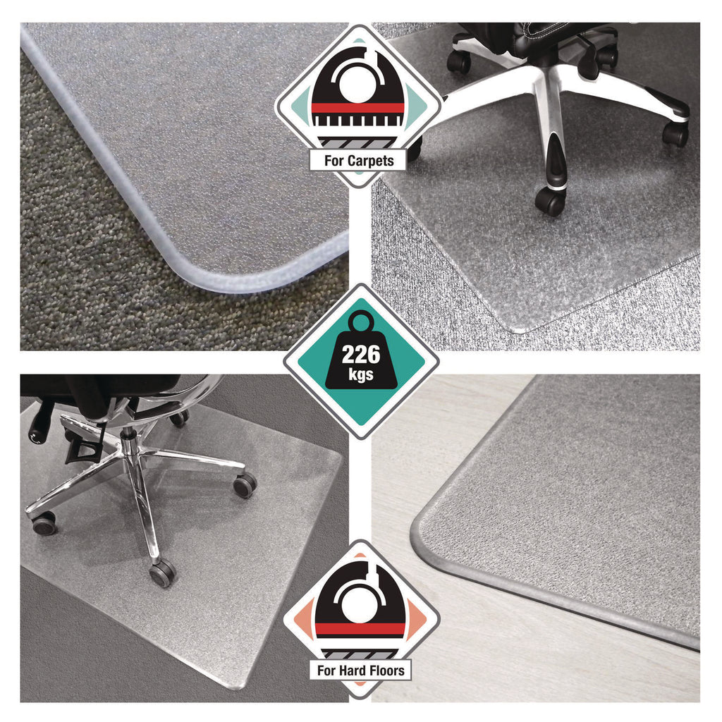 Cleartex MegaMat Heavy-Duty Polycarbonate Mat for Hard Floor/All Carpet, 46 x 53, Clear