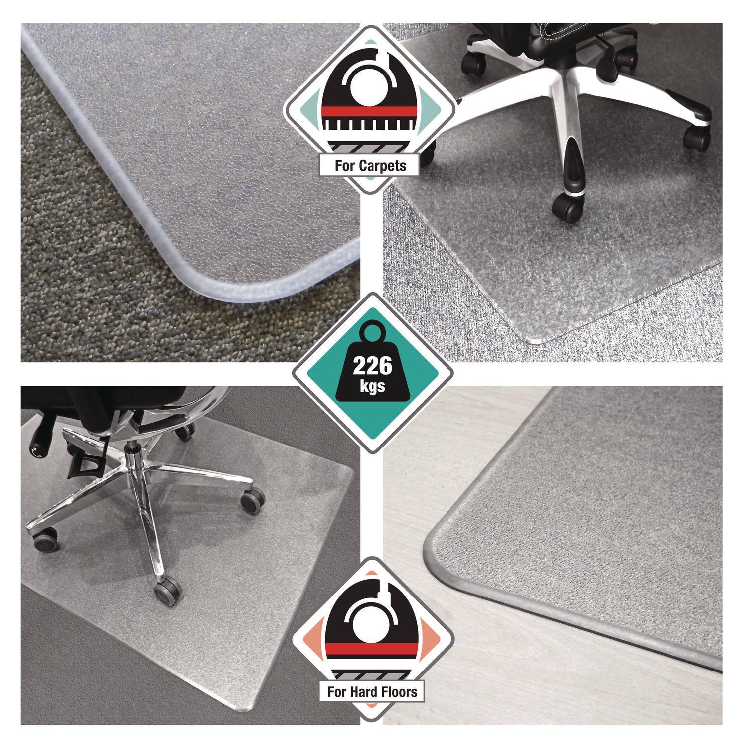 Cleartex MegaMat Heavy-Duty Polycarbonate Mat for Hard Floor/All Carpet, 46 x 53, Clear