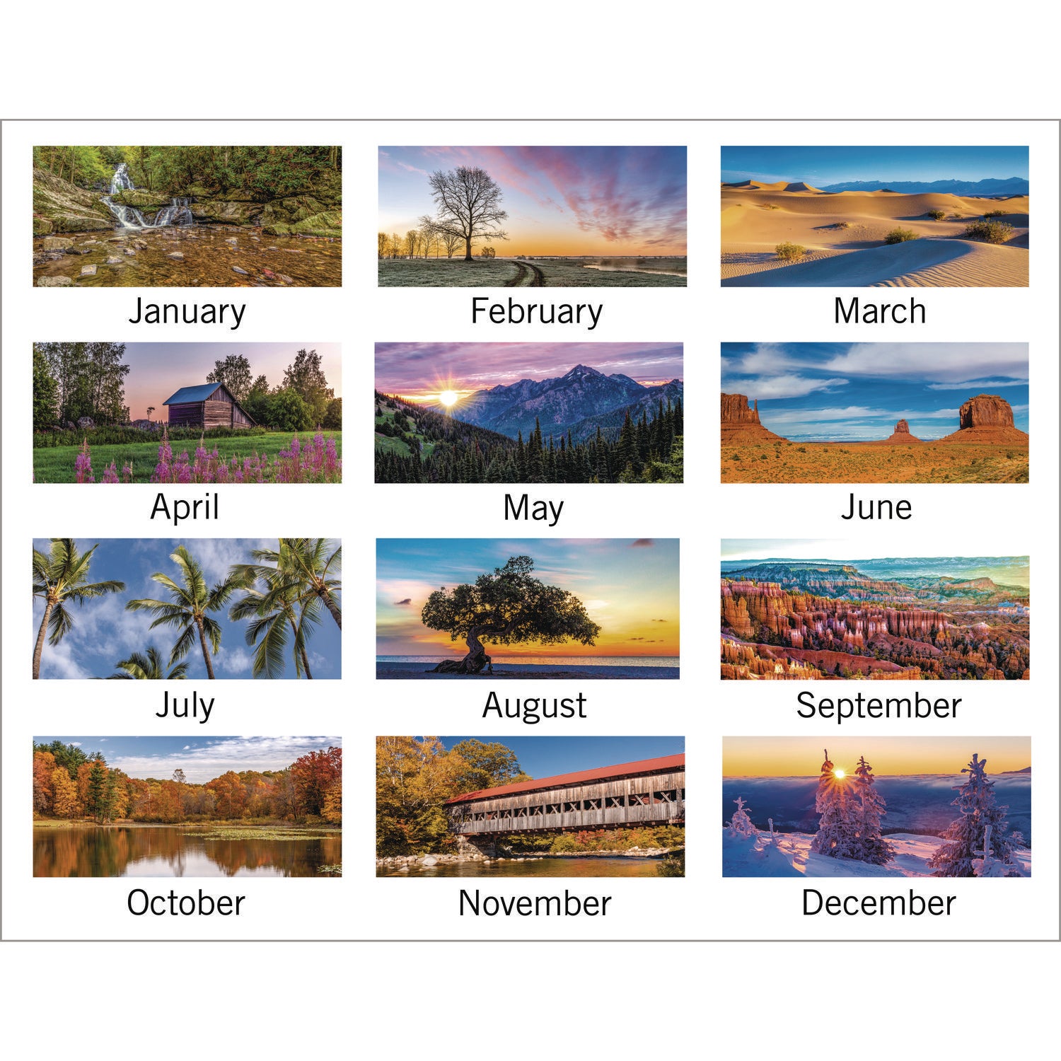 Scenic Three-Month Wall Calendar, Scenic Landscape Photography, 12 x 27, White Sheets, 14-Month (Dec to Jan): 2023 to 2025 - 3