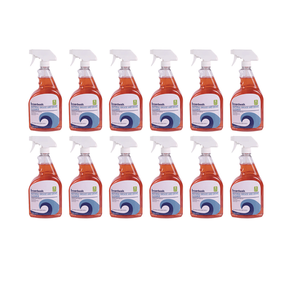 Boardwalk Green Natural Grease and Grime Cleaner, 32 oz Spray Bottle, 12/Carton