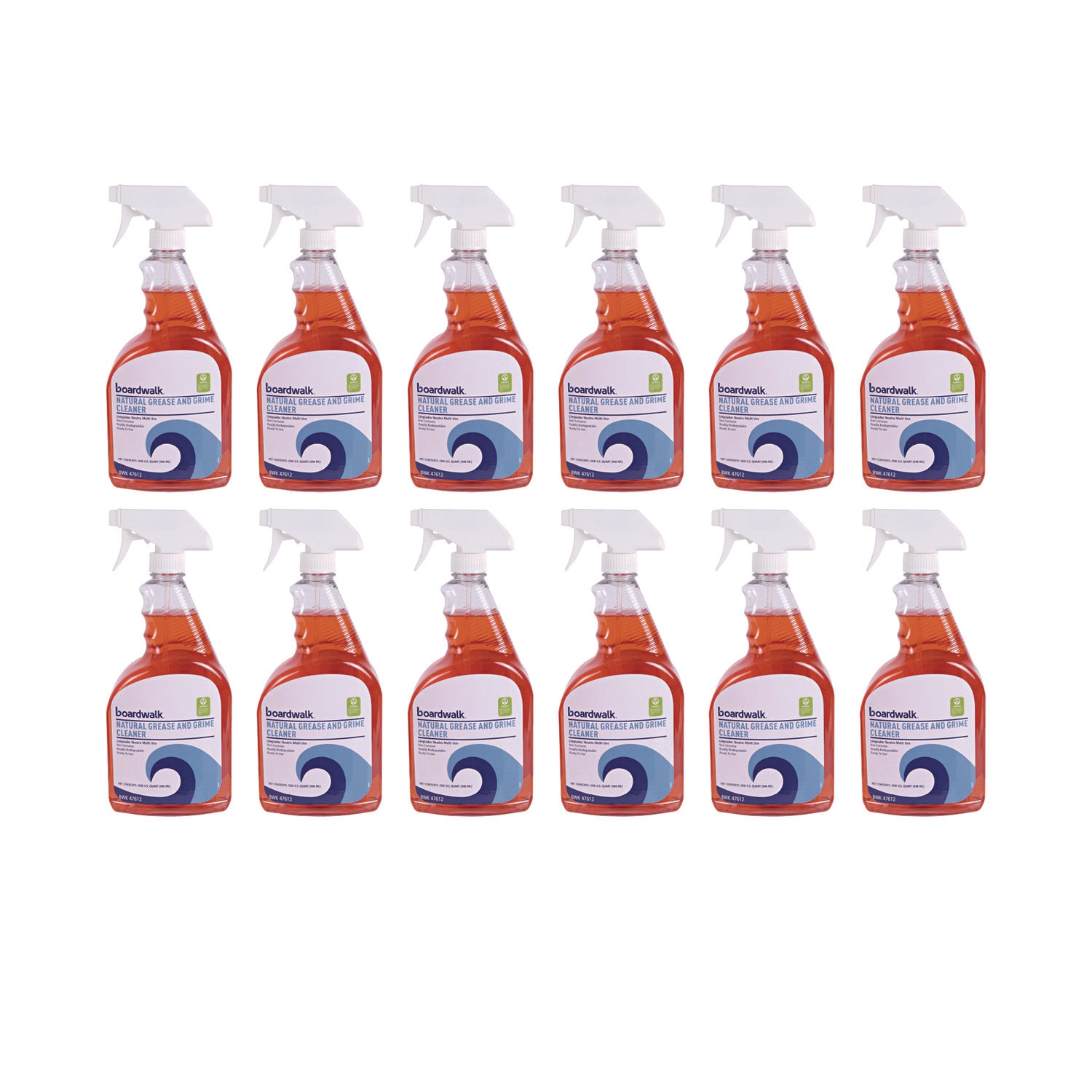 Boardwalk Green Natural Grease and Grime Cleaner, 32 oz Spray Bottle, 12/Carton