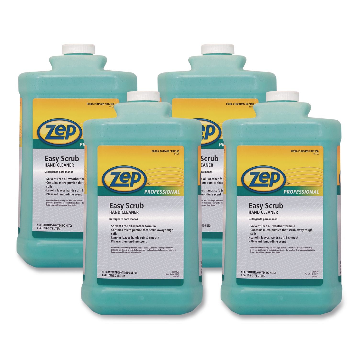 Industrial Hand Cleaner, Easy Scrub, Lemon, 1 gal Bottle, 4/Carton