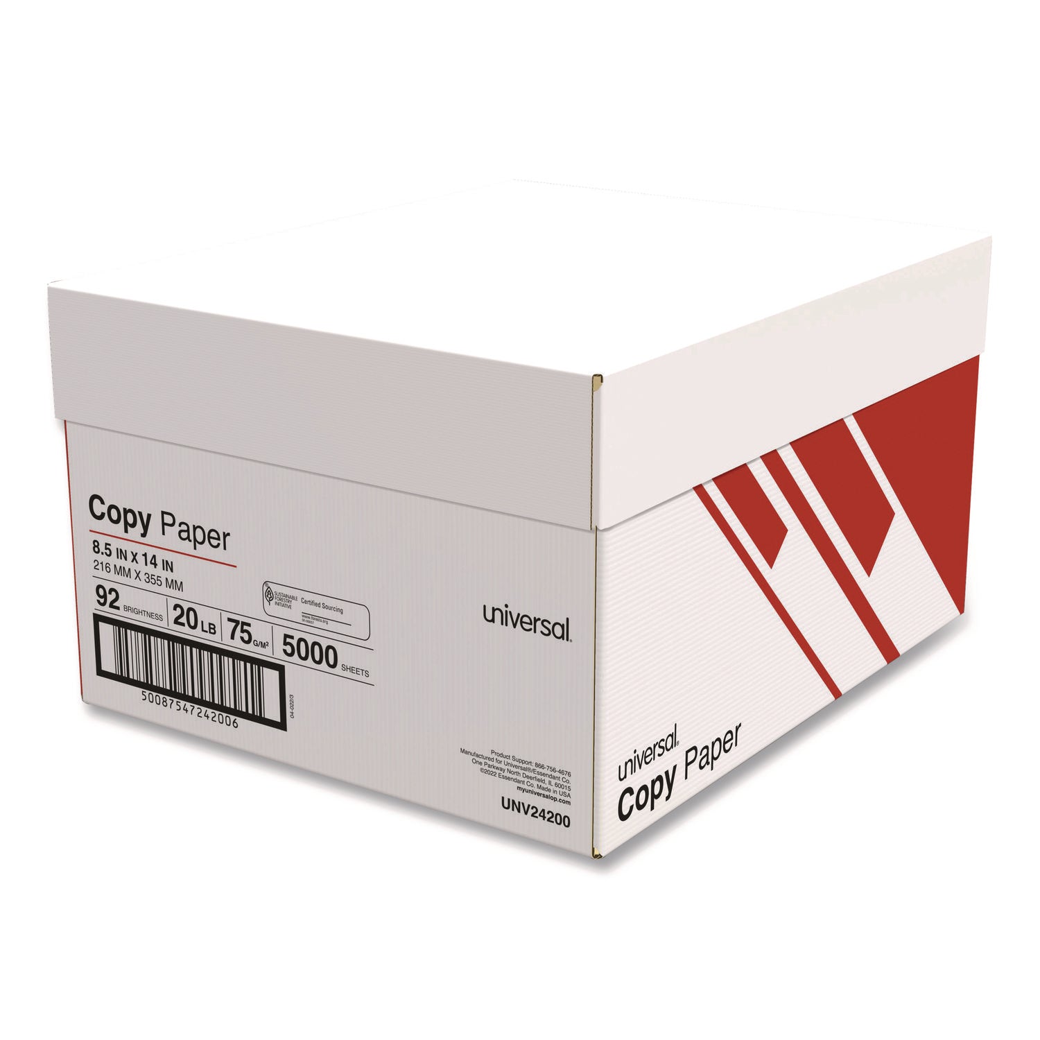 Legal Size Copy Paper, 92 Bright, 20 lb Bond Weight, 8.5 x 14, White, 500 Sheets/Ream, 10 Reams/Carton, 30 Cartons/Pallet - 4