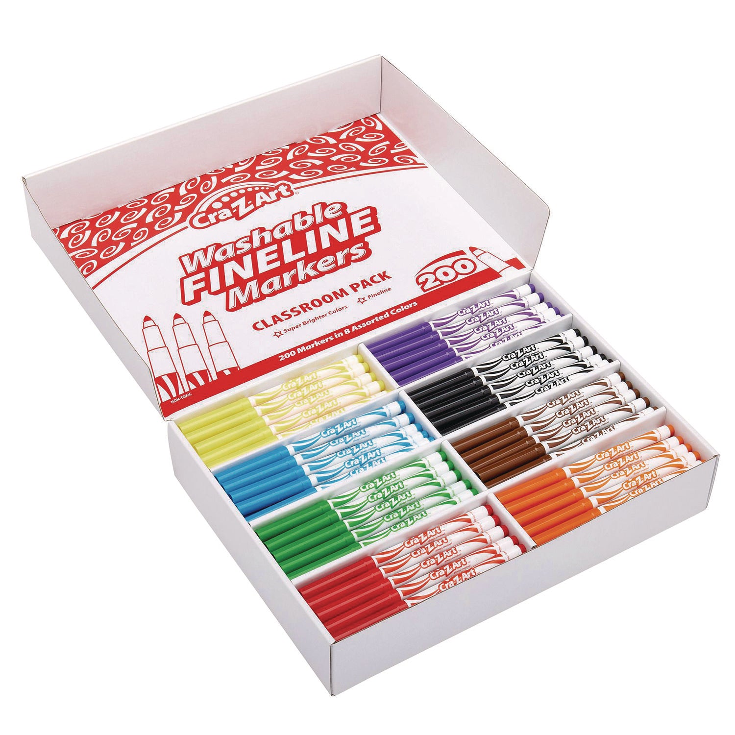 Washable Fineline Markers Classpack, Fine Bullet Tip, Eight Assorted Colors, 200/Set - 4