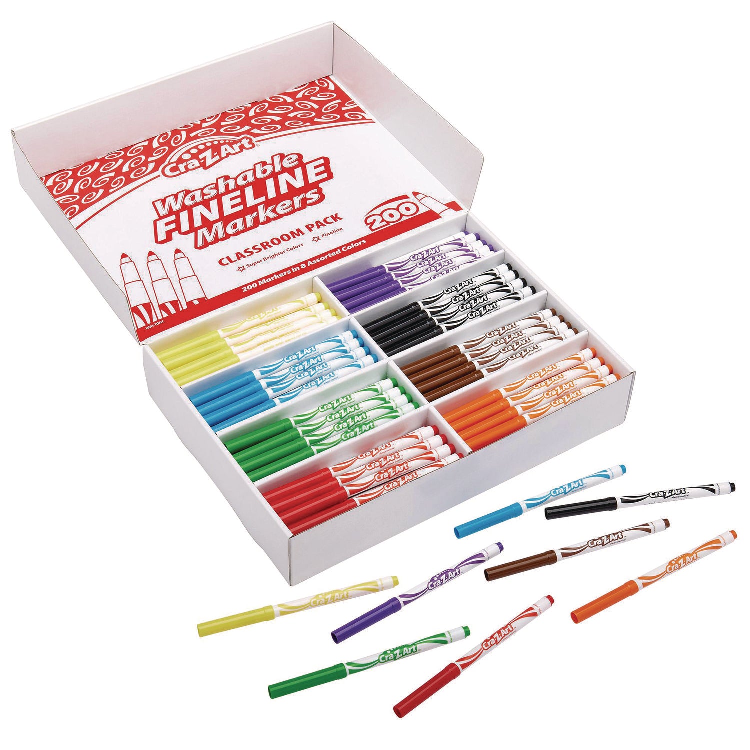 Washable Fineline Markers Classpack, Fine Bullet Tip, Eight Assorted Colors, 200/Set - 5