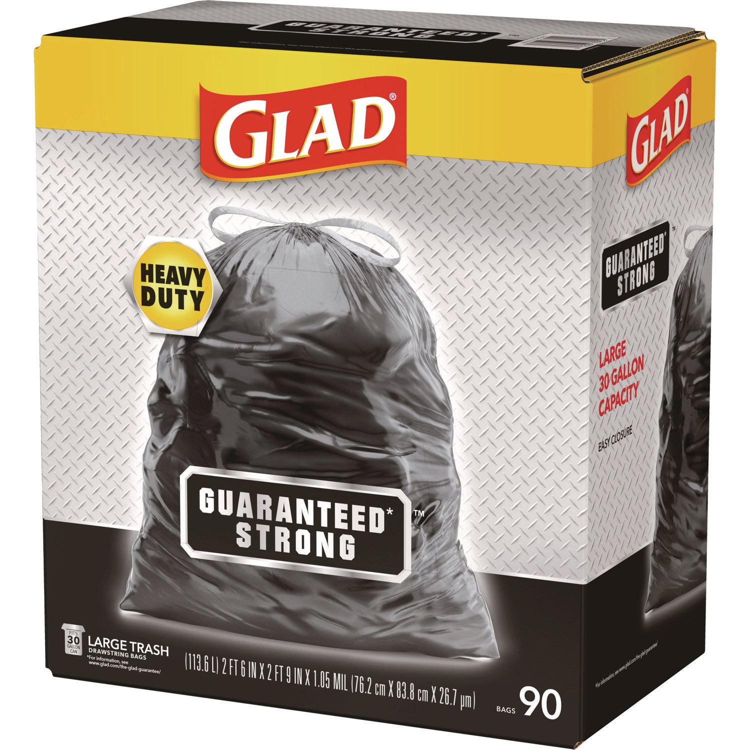 Drawstring Large Trash Bags, 30 gal, 1.05 mil, 30" x 33", Black, 90/Carton - 5
