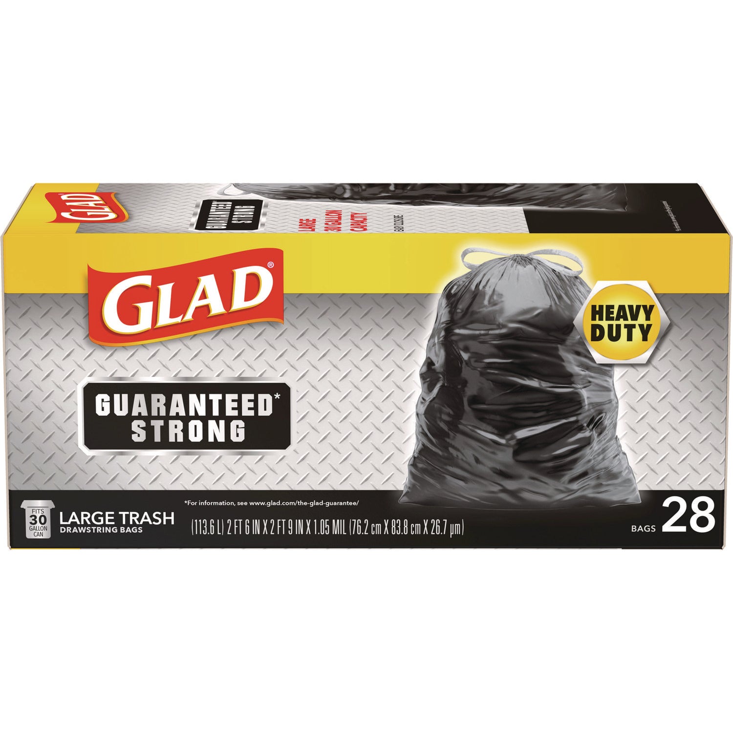 Drawstring Large Trash Bags, 30 gal, 1.05 mil, 30" x 33", Black, 15/Box - 2