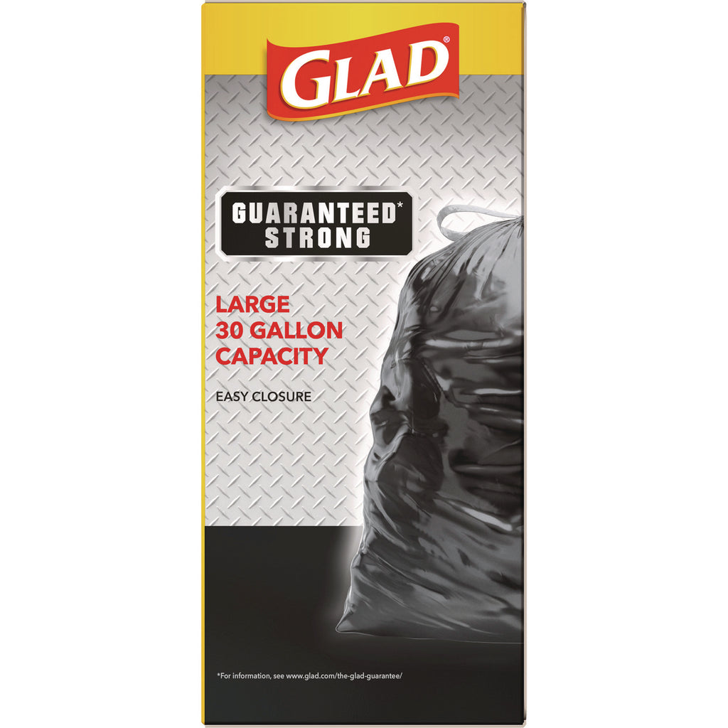 Drawstring Large Trash Bags, 30 gal, 1.05 mil, 30" x 33", Black, 15/Box - 3