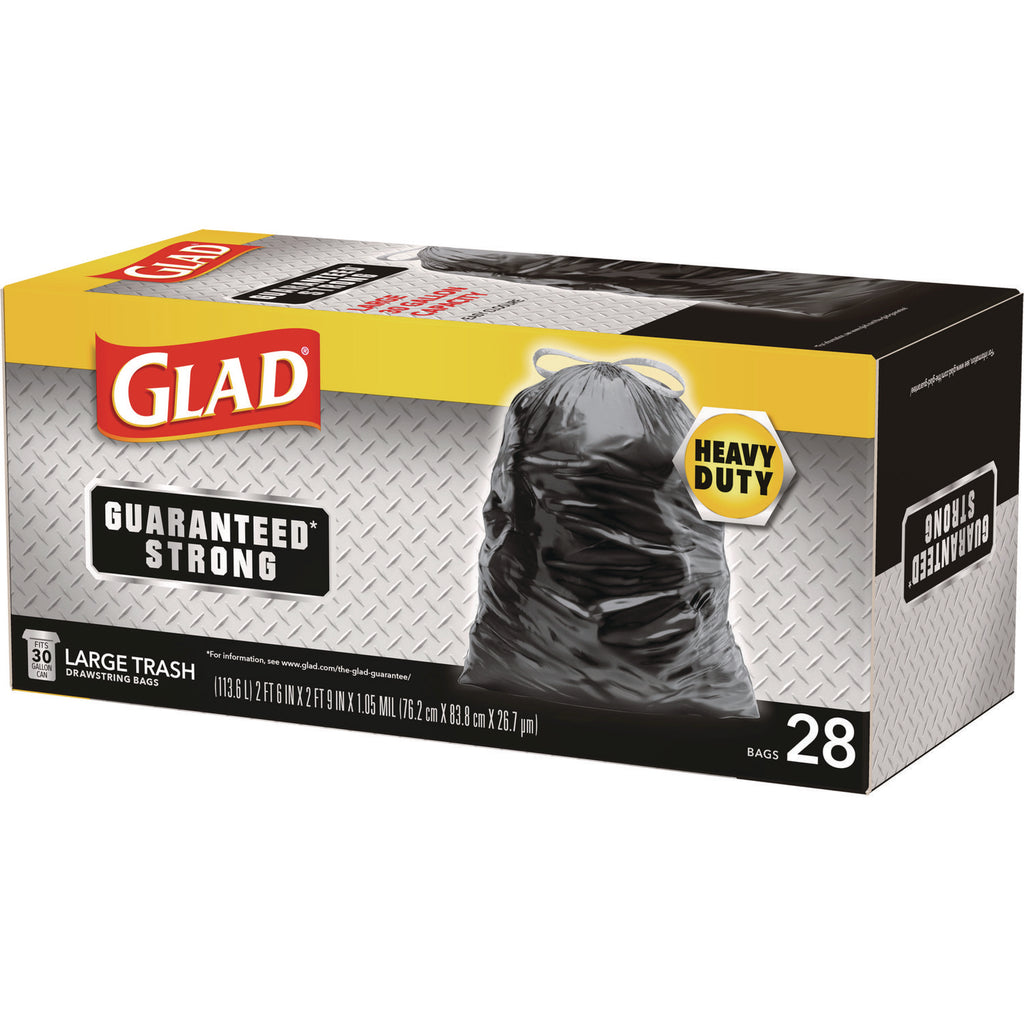 Drawstring Large Trash Bags, 30 gal, 1.05 mil, 30" x 33", Black, 15/Box - 5
