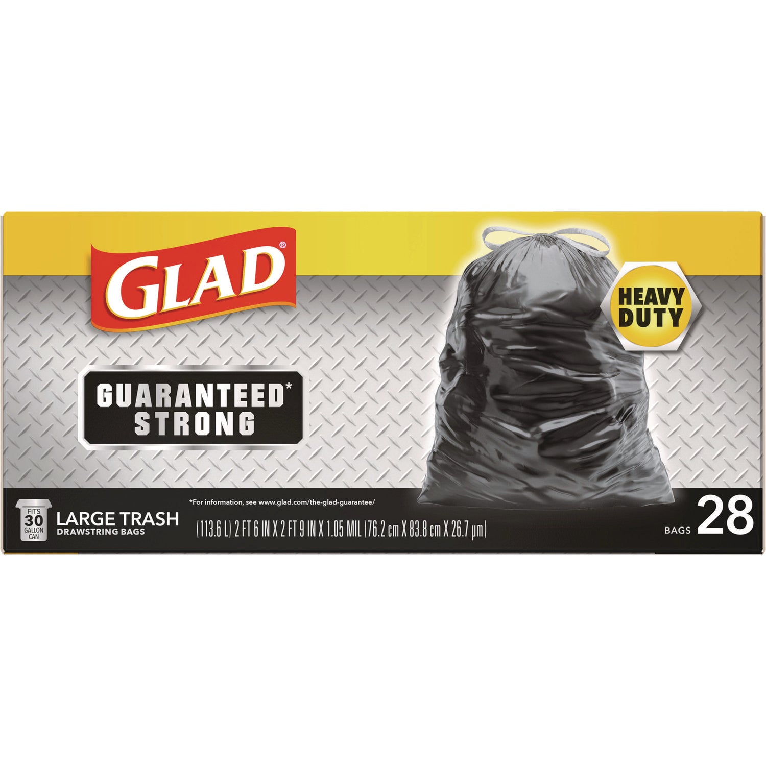 Drawstring Large Trash Bags, 30 gal, 1.05 mil, 30" x 33", Black, 15/Box - 6